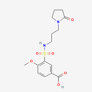 molecular formula C15H20N2O6S B2648484 4-Methoxy-3-{[3-(2-oxopyrrolidin-1-yl)propyl]sulfamoyl}benzoic acid CAS No. 725710-62-3