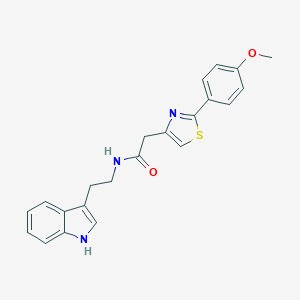 molecular formula C22H21N3O2S B264849 N-[2-(1H-indol-3-yl)ethyl]-2-[2-(4-methoxyphenyl)-1,3-thiazol-4-yl]acetamide 