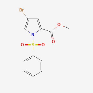 molecular formula C12H10BrNO4S B2648500 methyl 4-bromo-1-(phenylsulfonyl)-1H-pyrrole-2-carboxylate CAS No. 882747-46-8
