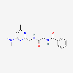 N-(2-(((4-(dimethylamino)-6-methylpyrimidin-2-yl)methyl)amino)-2-oxoethyl)benzamide
