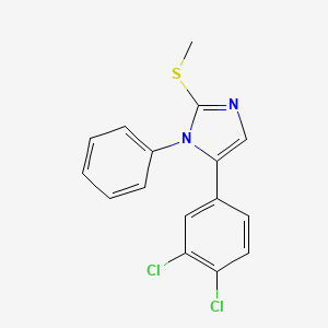 molecular formula C16H12Cl2N2S B2648512 5-(3,4-dichlorophenyl)-2-(methylthio)-1-phenyl-1H-imidazole CAS No. 1206986-12-0