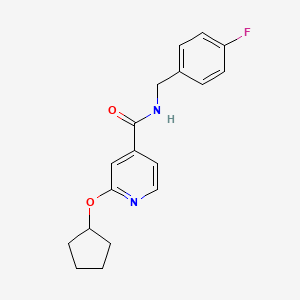 molecular formula C18H19FN2O2 B2648543 2-(环戊氧基)-N-(4-氟苄基)异烟酰胺 CAS No. 2034271-76-4