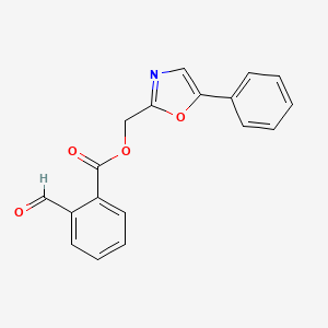 molecular formula C18H13NO4 B2648546 (5-Phenyl-1,3-oxazol-2-yl)methyl 2-formylbenzoate CAS No. 930711-93-6