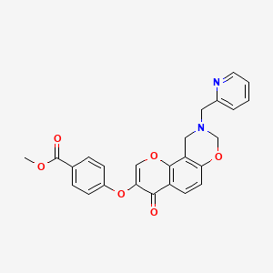 molecular formula C25H20N2O6 B2648547 Methyl 4-((4-oxo-9-(pyridin-2-ylmethyl)-4,8,9,10-tetrahydrochromeno[8,7-e][1,3]oxazin-3-yl)oxy)benzoate CAS No. 951959-58-3
