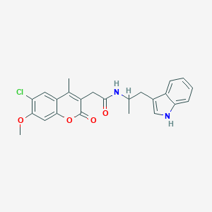 molecular formula C24H23ClN2O4 B264855 2-(6-chloro-7-methoxy-4-methyl-2-oxo-2H-chromen-3-yl)-N-[2-(1H-indol-3-yl)-1-methylethyl]acetamide 