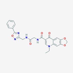 molecular formula C24H21N5O6 B264856 5-ethyl-8-oxo-N-(2-oxo-2-{[(5-phenyl-1,2,4-oxadiazol-3-yl)methyl]amino}ethyl)-5,8-dihydro[1,3]dioxolo[4,5-g]quinoline-7-carboxamide 