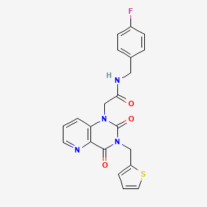 molecular formula C21H17FN4O3S B2648565 2-(2,4-dioxo-3-(thiophen-2-ylmethyl)-3,4-dihydropyrido[3,2-d]pyrimidin-1(2H)-yl)-N-(4-fluorobenzyl)acetamide CAS No. 955618-65-2