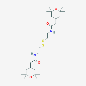 2-(2,2,6,6-Tetramethyloxan-4-yl)-N-[2-[2-[[2-(2,2,6,6-tetramethyloxan-4-yl)acetyl]amino]ethyldisulfanyl]ethyl]acetamide