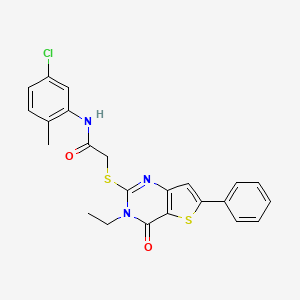 molecular formula C23H20ClN3O2S2 B2648584 N-(3-fluoro-4-methylphenyl)-2-({6-[4-(piperidin-1-ylcarbonyl)piperidin-1-yl]pyridazin-3-yl}thio)acetamide CAS No. 1207003-46-0