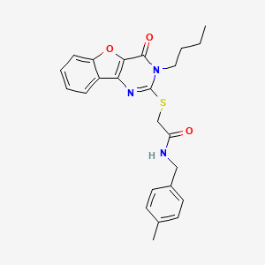 molecular formula C24H25N3O3S B2648586 2-[(3-丁基-4-氧代-3,4-二氢[1]苯并呋喃[3,2-d]嘧啶-2-基)硫代]-N-(4-甲基苄基)乙酰胺 CAS No. 899982-28-6