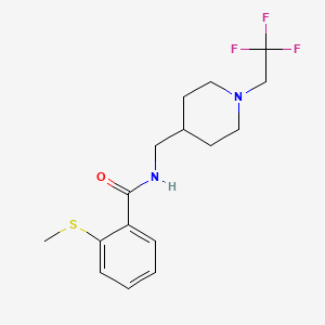 molecular formula C16H21F3N2OS B2648588 2-Methylsulfanyl-N-[[1-(2,2,2-trifluoroethyl)piperidin-4-yl]methyl]benzamide CAS No. 2320856-29-7