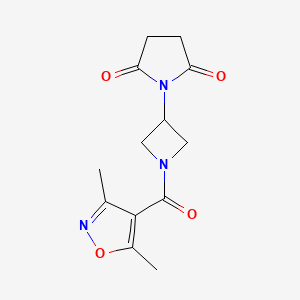 molecular formula C13H15N3O4 B2648591 1-(1-(3,5-Dimethylisoxazole-4-carbonyl)azetidin-3-yl)pyrrolidine-2,5-dione CAS No. 1904316-22-8