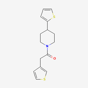 molecular formula C15H17NOS2 B2648596 1-(4-(噻吩-2-基)哌啶-1-基)-2-(噻吩-3-基)乙酮 CAS No. 1797967-08-8