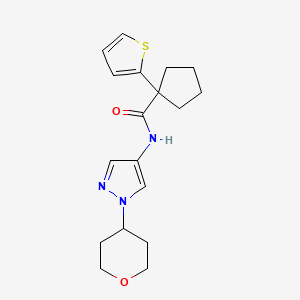 molecular formula C18H23N3O2S B2648597 N-(1-(四氢-2H-吡喃-4-基)-1H-吡唑-4-基)-1-(噻吩-2-基)环戊烷甲酰胺 CAS No. 1798042-12-2