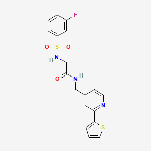 2-(3-fluorophenylsulfonamido)-N-((2-(thiophen-2-yl)pyridin-4-yl)methyl)acetamide