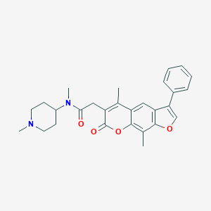 molecular formula C28H30N2O4 B264860 2-(5,9-dimethyl-7-oxo-3-phenyl-7H-furo[3,2-g]chromen-6-yl)-N-methyl-N-(1-methyl-4-piperidinyl)acetamide 