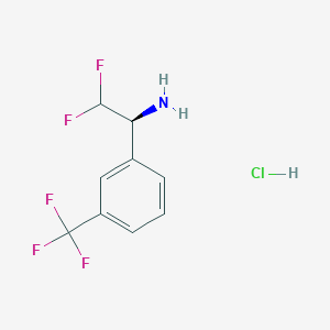 molecular formula C9H9ClF5N B2648600 (1S)-2,2-二氟-1-[3-(三氟甲基)苯基]乙胺;盐酸盐 CAS No. 2253619-52-0