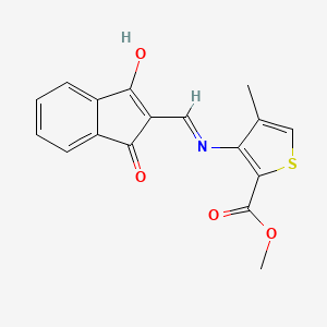 molecular formula C17H13NO4S B2648602 Methyl 3-(((1,3-dioxoindan-2-ylidene)methyl)amino)-4-methylthiophene-2-carboxylate CAS No. 1022744-71-3
