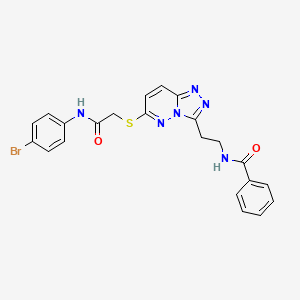 molecular formula C22H19BrN6O2S B2648605 N-(2-(6-((2-((4-溴苯基)氨基)-2-氧代乙基)硫代)-[1,2,4]三唑并[4,3-b]哒嗪-3-基)乙基)苯甲酰胺 CAS No. 872993-90-3