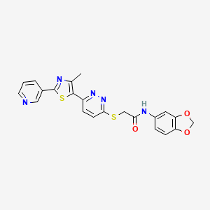 N-(benzo[d][1,3]dioxol-5-yl)-2-((6-(4-methyl-2-(pyridin-3-yl)thiazol-5-yl)pyridazin-3-yl)thio)acetamide