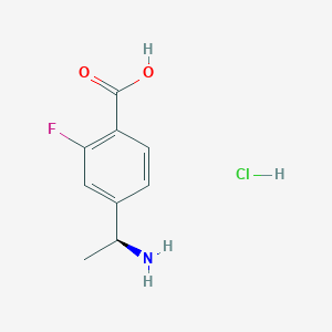 molecular formula C9H11ClFNO2 B2648619 (S)-4-(1-Aminoethyl)-2-fluorobenzoic acid hydrochloride CAS No. 1391358-28-3
