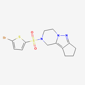 molecular formula C13H14BrN3O2S2 B2648628 2-((5-溴噻吩-2-基)磺酰基)-2,3,4,7,8,9-六氢-1H-环戊[3,4]吡唑并[1,5-a]嘧啶 CAS No. 2034547-12-9