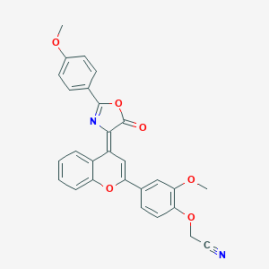 molecular formula C28H20N2O6 B264863 {2-methoxy-4-[4-(2-(4-methoxyphenyl)-5-oxo-1,3-oxazol-4(5H)-ylidene)-4H-chromen-2-yl]phenoxy}acetonitrile 