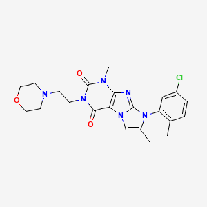 molecular formula C22H25ClN6O3 B2648633 8-(5-chloro-2-methylphenyl)-1,7-dimethyl-3-(2-morpholinoethyl)-1H-imidazo[2,1-f]purine-2,4(3H,8H)-dione CAS No. 887214-92-8