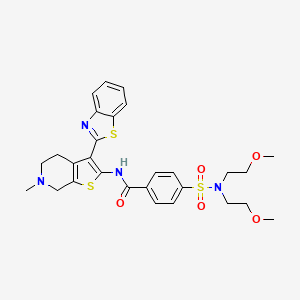 molecular formula C28H32N4O5S3 B2648634 N-(3-(benzo[d]thiazol-2-yl)-6-methyl-4,5,6,7-tetrahydrothieno[2,3-c]pyridin-2-yl)-4-(N,N-bis(2-methoxyethyl)sulfamoyl)benzamide CAS No. 486453-29-6