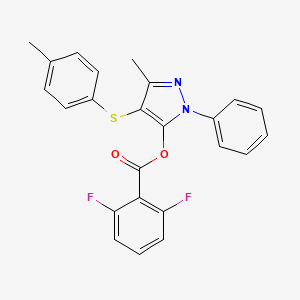 molecular formula C24H18F2N2O2S B2648637 3-methyl-1-phenyl-4-(p-tolylthio)-1H-pyrazol-5-yl 2,6-difluorobenzoate CAS No. 851126-70-0
