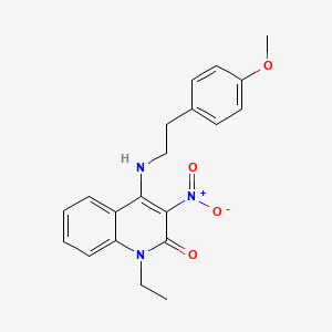 molecular formula C20H21N3O4 B2648641 1-ethyl-4-((4-methoxyphenethyl)amino)-3-nitroquinolin-2(1H)-one CAS No. 886186-50-1