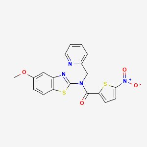 molecular formula C19H14N4O4S2 B2648648 N-(5-methoxybenzo[d]thiazol-2-yl)-5-nitro-N-(pyridin-2-ylmethyl)thiophene-2-carboxamide CAS No. 899735-44-5