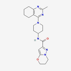 molecular formula C21H28N6O2 B2648664 N-(1-(2-methyl-5,6,7,8-tetrahydroquinazolin-4-yl)piperidin-4-yl)-6,7-dihydro-5H-pyrazolo[5,1-b][1,3]oxazine-2-carboxamide CAS No. 2034596-29-5