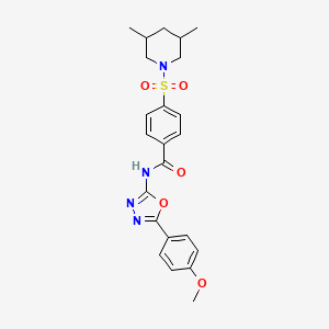 molecular formula C23H26N4O5S B2648667 4-((3,5-二甲基哌啶-1-基)磺酰基)-N-(5-(4-甲氧基苯基)-1,3,4-恶二唑-2-基)苯甲酰胺 CAS No. 442881-22-3