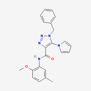 molecular formula C22H21N5O2 B2648682 1-benzyl-N-(2-methoxy-5-methylphenyl)-5-(1H-pyrrol-1-yl)-1H-1,2,3-triazole-4-carboxamide CAS No. 1798541-58-8