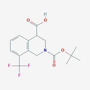 molecular formula C16H18F3NO4 B2648687 2-(叔丁氧羰基)-8-(三氟甲基)-1,2,3,4-四氢异喹啉-4-羧酸 CAS No. 2219418-99-0
