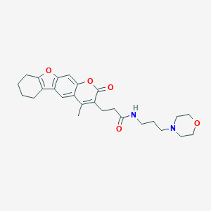 molecular formula C26H32N2O5 B264869 3-(4-methyl-2-oxo-6,7,8,9-tetrahydro-2H-[1]benzofuro[3,2-g]chromen-3-yl)-N-[3-(4-morpholinyl)propyl]propanamide 