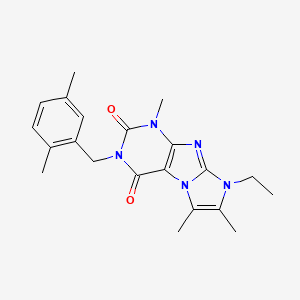 molecular formula C21H25N5O2 B2648697 2-[(2,5-Dimethylphenyl)methyl]-6-ethyl-4,7,8-trimethylpurino[7,8-a]imidazole-1,3-dione CAS No. 878412-60-3