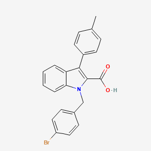 molecular formula C23H18BrNO2 B2648699 1-[(4-溴苯基)甲基]-3-(4-甲苯基)吲哚-2-羧酸 CAS No. 866155-19-3