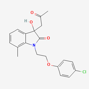 molecular formula C20H20ClNO4 B2648712 1-[2-(4-氯苯氧基)乙基]-3-羟基-7-甲基-3-(2-氧代丙基)-2,3-二氢-1H-吲哚-2-酮 CAS No. 879046-19-2