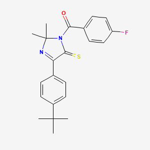 molecular formula C22H23FN2OS B2648722 4-(4-tert-butylphenyl)-1-(4-fluorobenzoyl)-2,2-dimethyl-2,5-dihydro-1H-imidazole-5-thione CAS No. 1223938-12-2