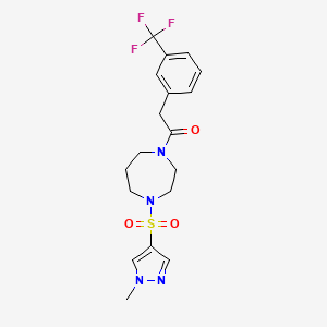 1-(4-((1-methyl-1H-pyrazol-4-yl)sulfonyl)-1,4-diazepan-1-yl)-2-(3-(trifluoromethyl)phenyl)ethanone