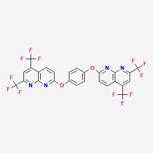 molecular formula C26H10F12N4O2 B2648732 7-(4-{[5,7-Bis(trifluoromethyl)[1,8]naphthyridin-2-yl]oxy}phenoxy)-2,4-bis(trifluoromethyl)[1,8]naphthyridine CAS No. 303996-42-1