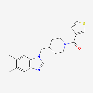 molecular formula C20H23N3OS B2648733 (4-((5,6-dimethyl-1H-benzo[d]imidazol-1-yl)methyl)piperidin-1-yl)(thiophen-3-yl)methanone CAS No. 1209777-06-9