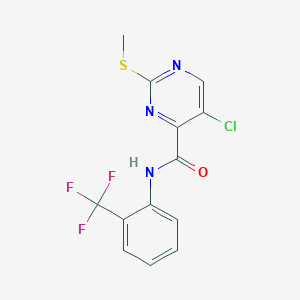molecular formula C13H9ClF3N3OS B2648737 5-chloro-2-methylsulfanyl-N-[2-(trifluoromethyl)phenyl]pyrimidine-4-carboxamide CAS No. 898648-26-5