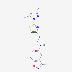 molecular formula C17H21N5O2S B2648738 N-(2-(2-(3,5-dimethyl-1H-pyrazol-1-yl)thiazol-4-yl)ethyl)-2-(3,5-dimethylisoxazol-4-yl)acetamide CAS No. 1421525-02-1
