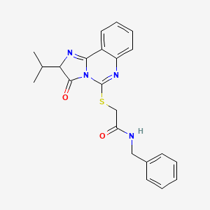 molecular formula C22H22N4O2S B2648741 N-benzyl-2-[(2-isopropyl-3-oxo-2,3-dihydroimidazo[1,2-c]quinazolin-5-yl)thio]acetamide CAS No. 1023533-02-9