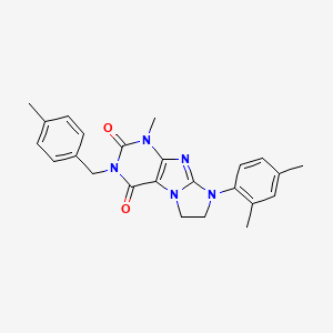 molecular formula C24H25N5O2 B2648749 8-(2,4-二甲苯基)-1-甲基-3-(4-甲基苄基)-7,8-二氢-1H-咪唑并[2,1-f]嘌呤-2,4(3H,6H)-二酮 CAS No. 923463-27-8