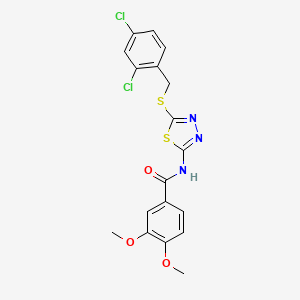 molecular formula C18H15Cl2N3O3S2 B2648757 N-(5-((2,4-dichlorobenzyl)thio)-1,3,4-thiadiazol-2-yl)-3,4-dimethoxybenzamide CAS No. 868974-14-5