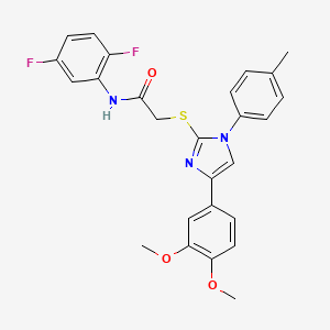 molecular formula C26H23F2N3O3S B2648761 N-(2,5-二氟苯基)-2-[4-(3,4-二甲氧基苯基)-1-(4-甲基苯基)咪唑-2-基]硫代乙酰胺 CAS No. 866341-07-3